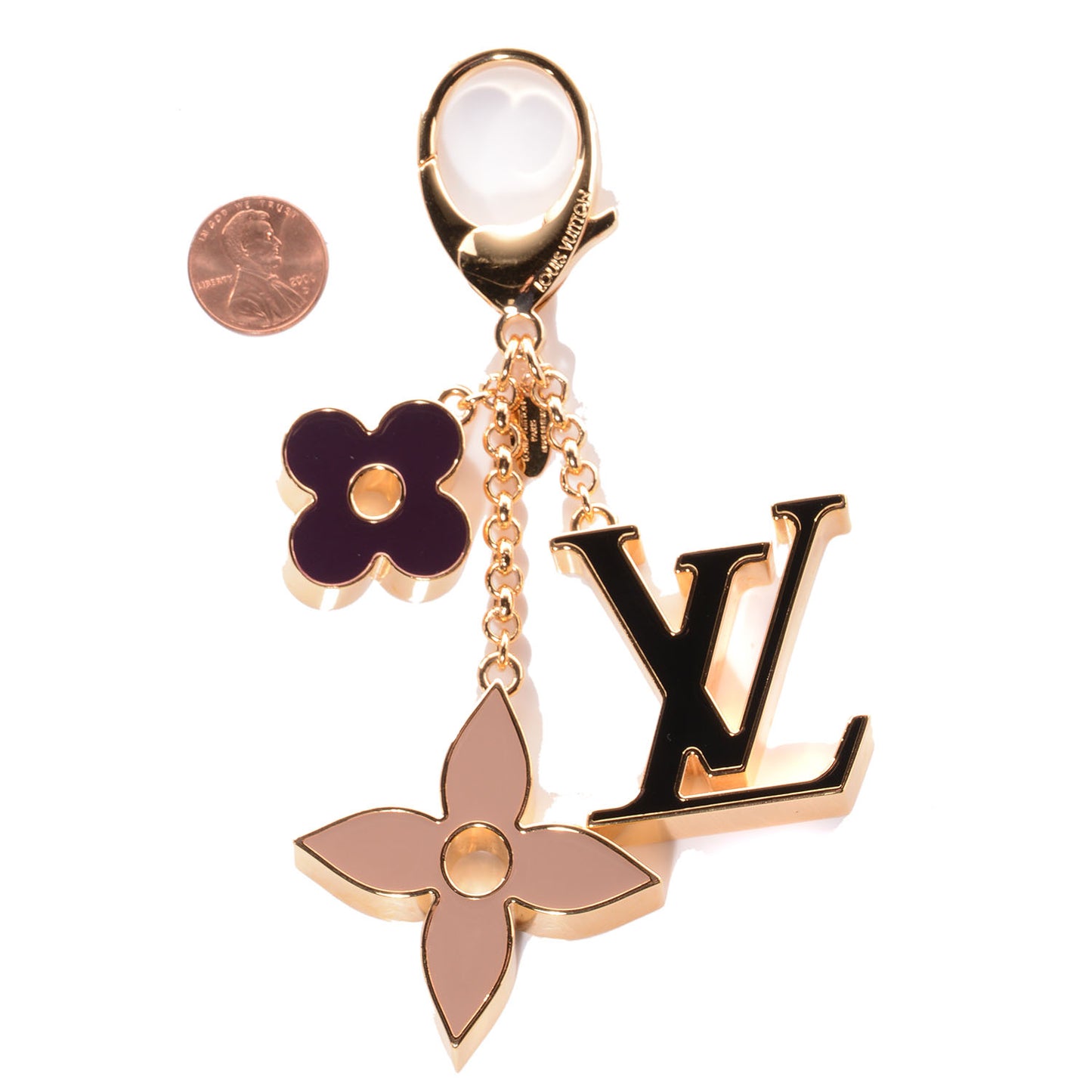 Fleur De Monogram Bag Charm Dore