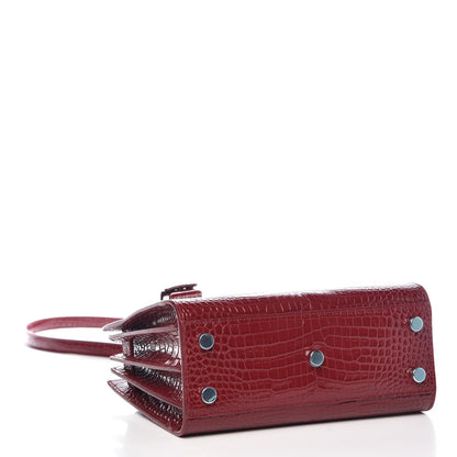 Saint Laurent Calfskin Crocodile Embossed Nano Sac De Jour Dark Red 4 of 7