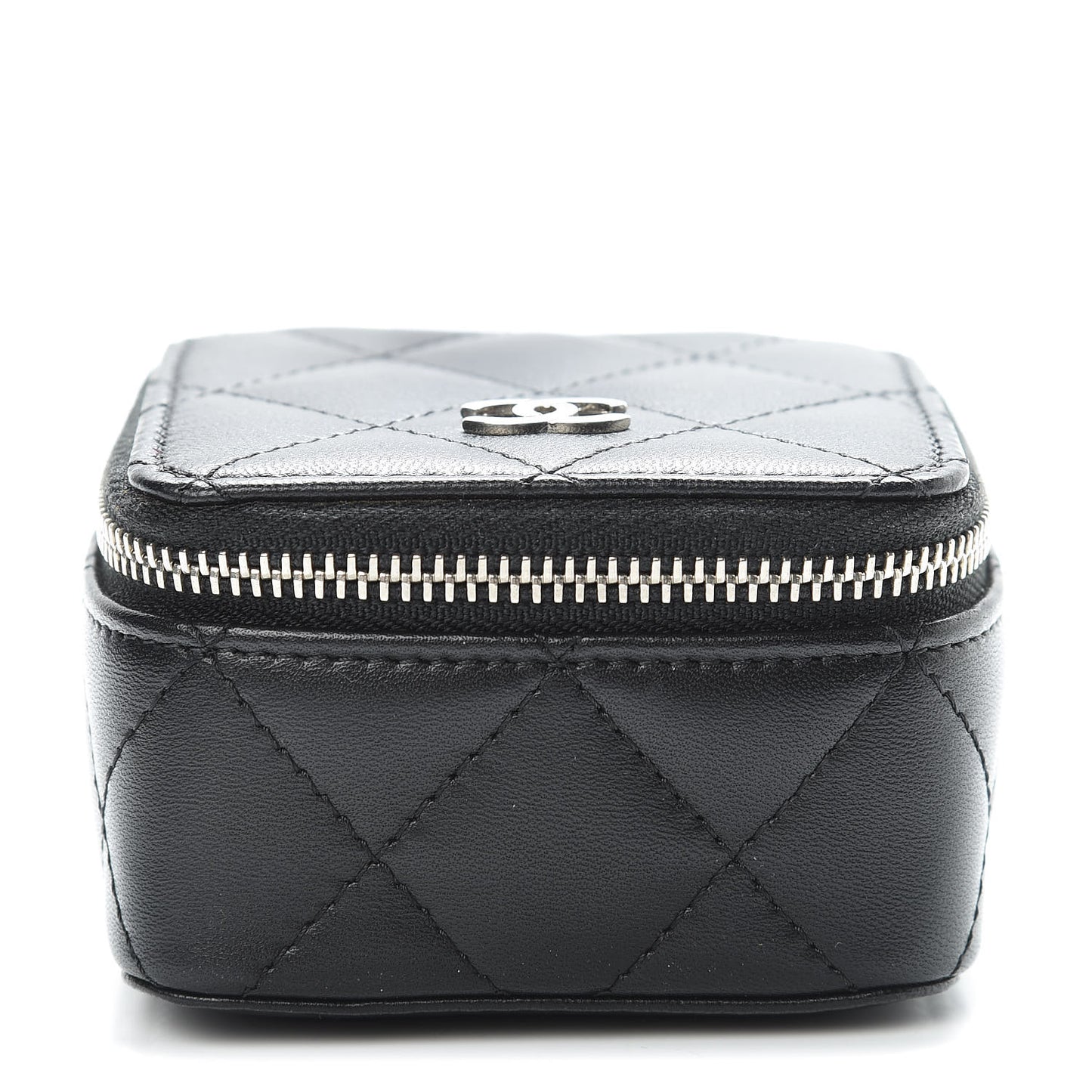 Lambskin Quilted Jewelry Travel Case Black