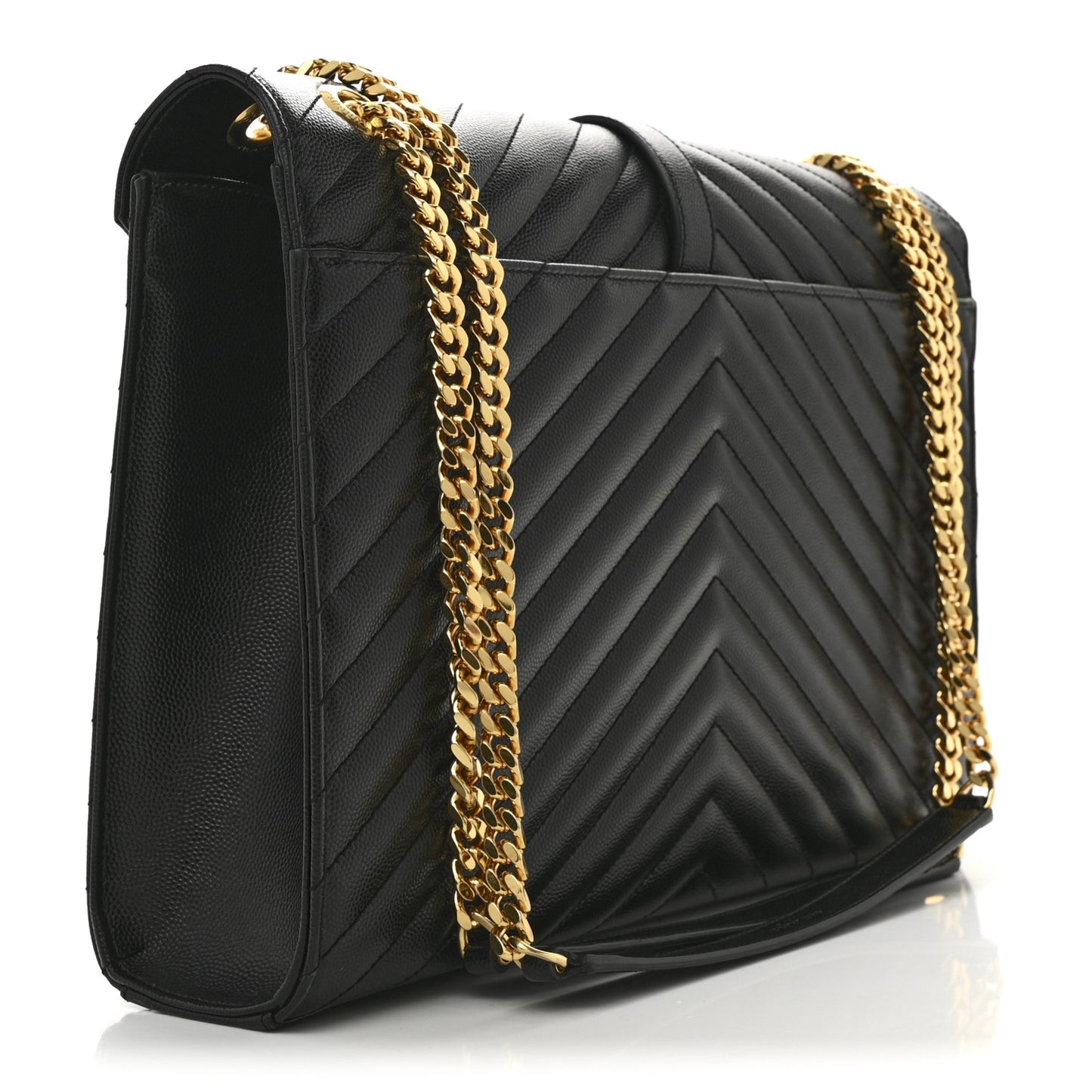Grain De Poudre Matelasse Chevron Large Monogram Satchel Black