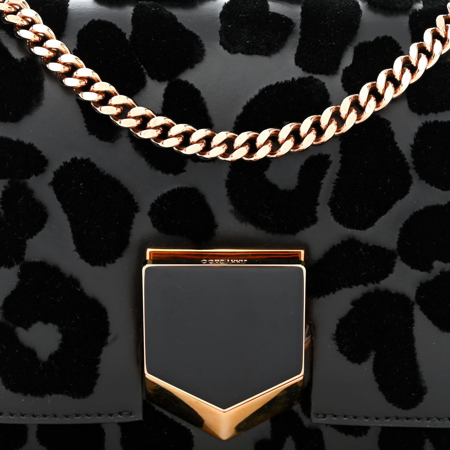 Calfskin Leopard Lockett Petite Shoulder Bag Black