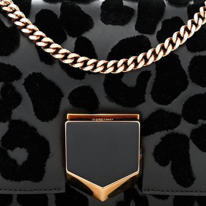 Jimmy Choo Calfskin Leopard Lockett Petite Shoulder Bag Black 7 of 10