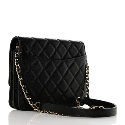 Chanel Caviar Quilted Square Wallet on Chain WOC Black 3 of 9