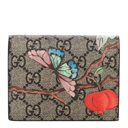 Gucci GG Supreme Monogram Tian Card Case Beige Multicolor Red 1 of 10