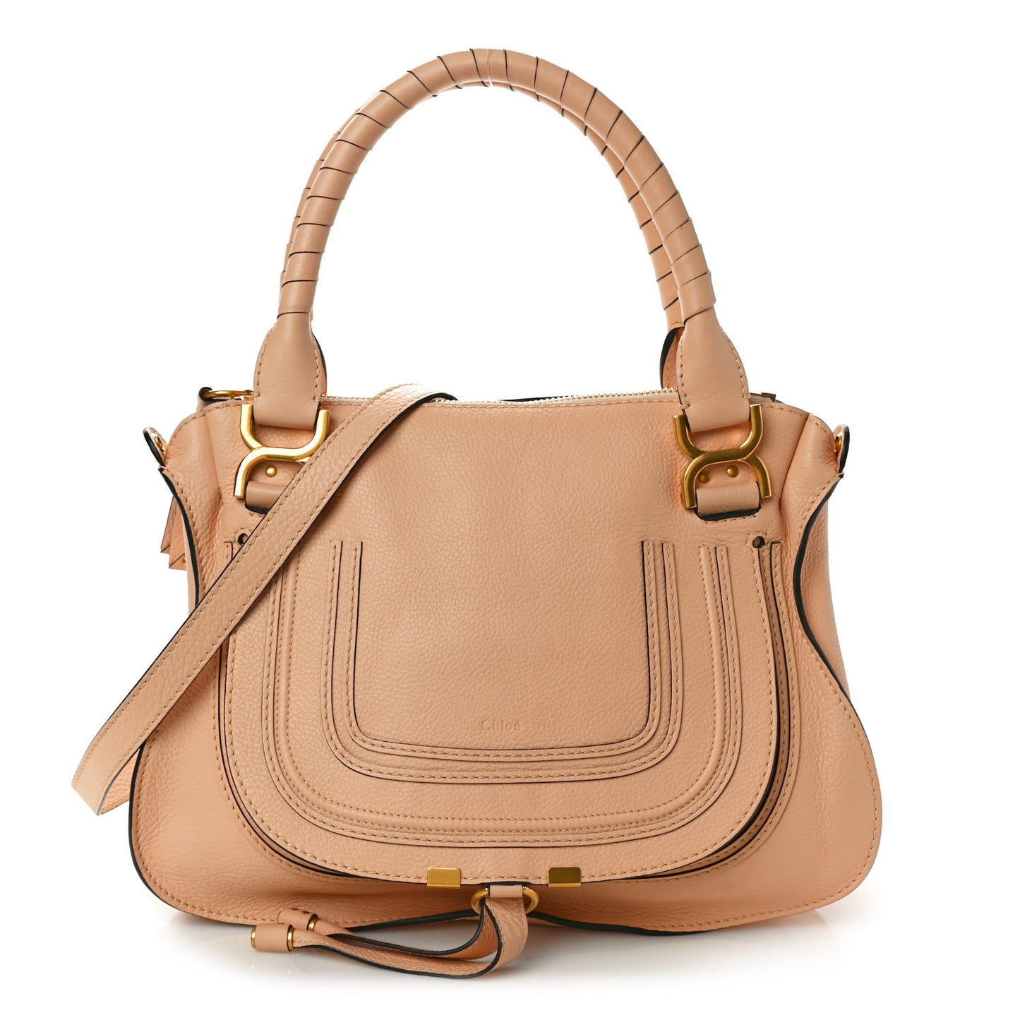 Calfskin Medium Marcie Satchel Light Tan