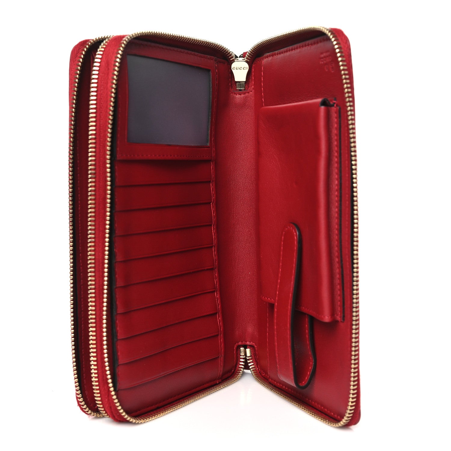 Gucci Microguccissima Zip Around Top Handle Travel Wallet Red 6 of 9