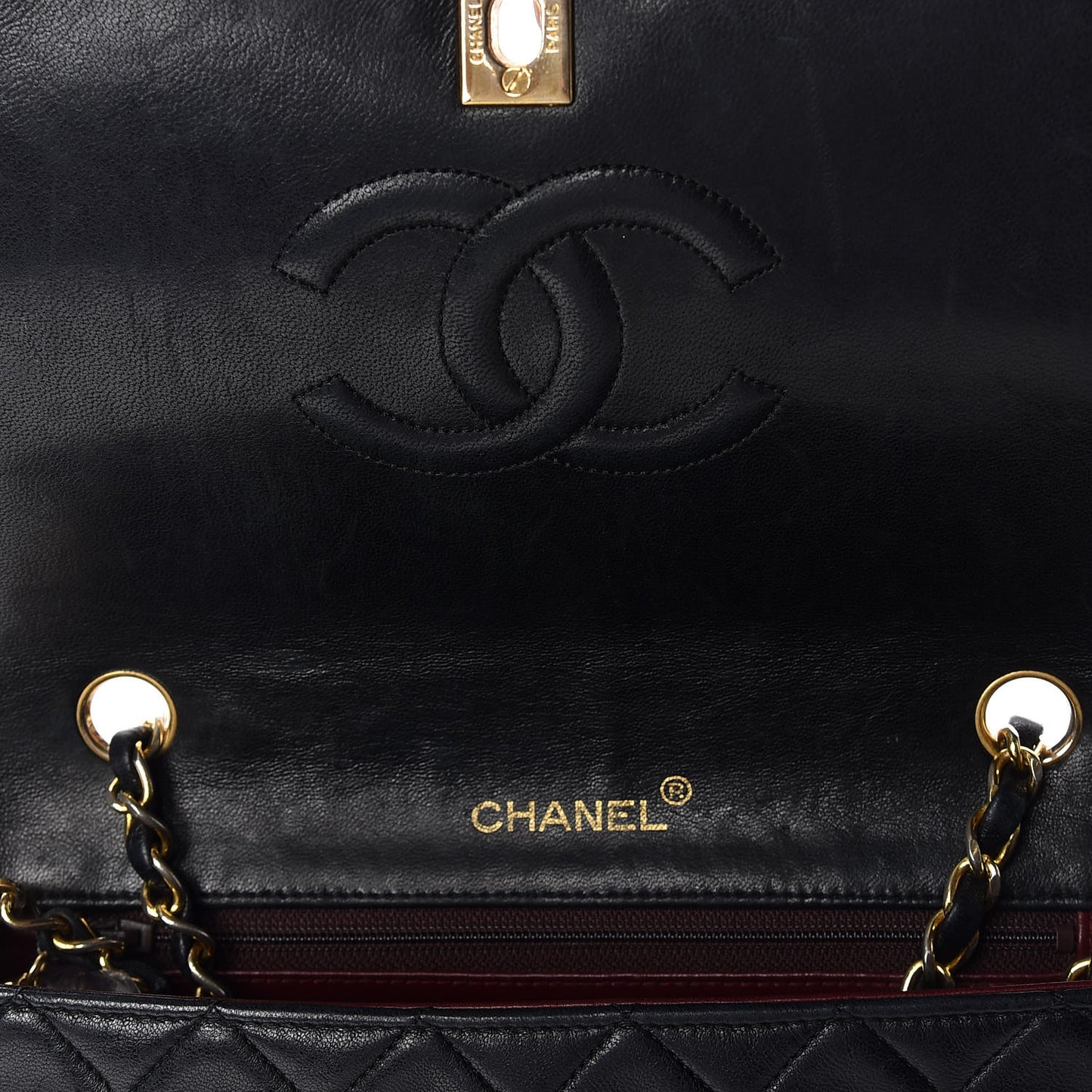 Lambskin Quilted Small Single Flap Black