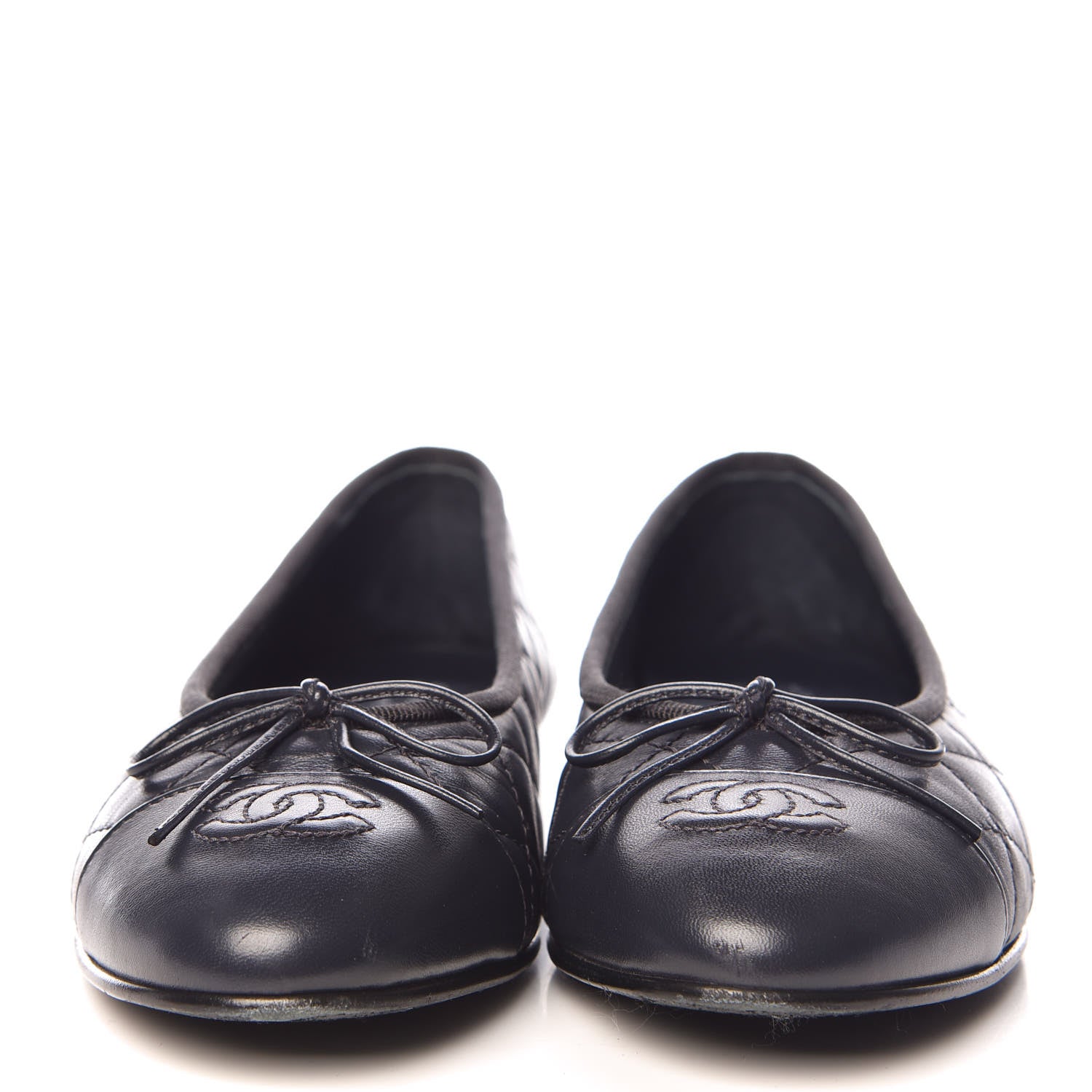 Chanel Lambskin Quilted CC Cap Toe Ballerina Flats 37.5 Navy 2 of 16