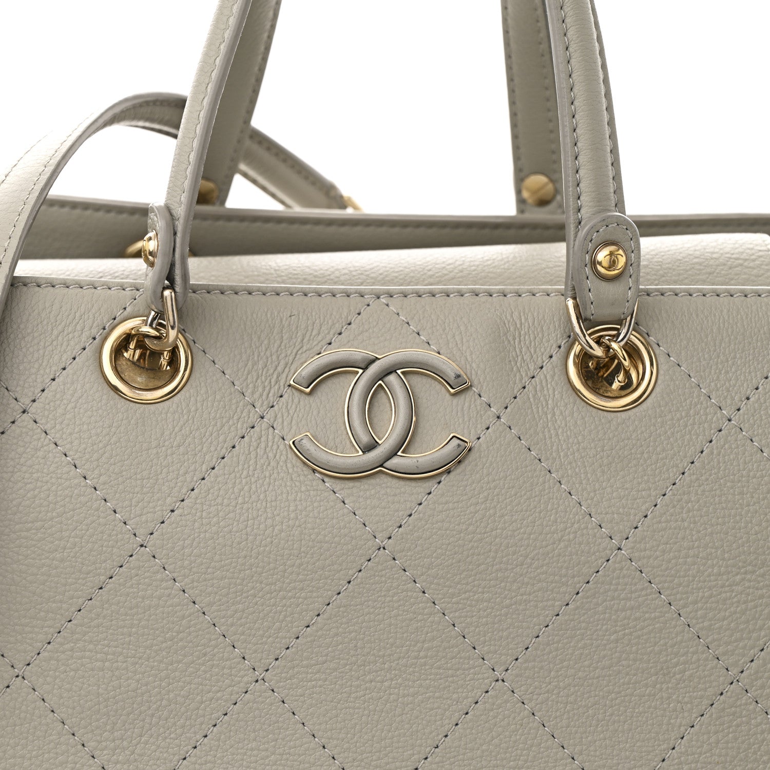 Chanel Bullskin Stitched Large Shopping Bag Grey 8 of 11