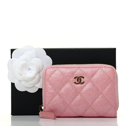 Chanel Iridescent Caviar Quilted Zip Coin Purse Pink 9 of 9