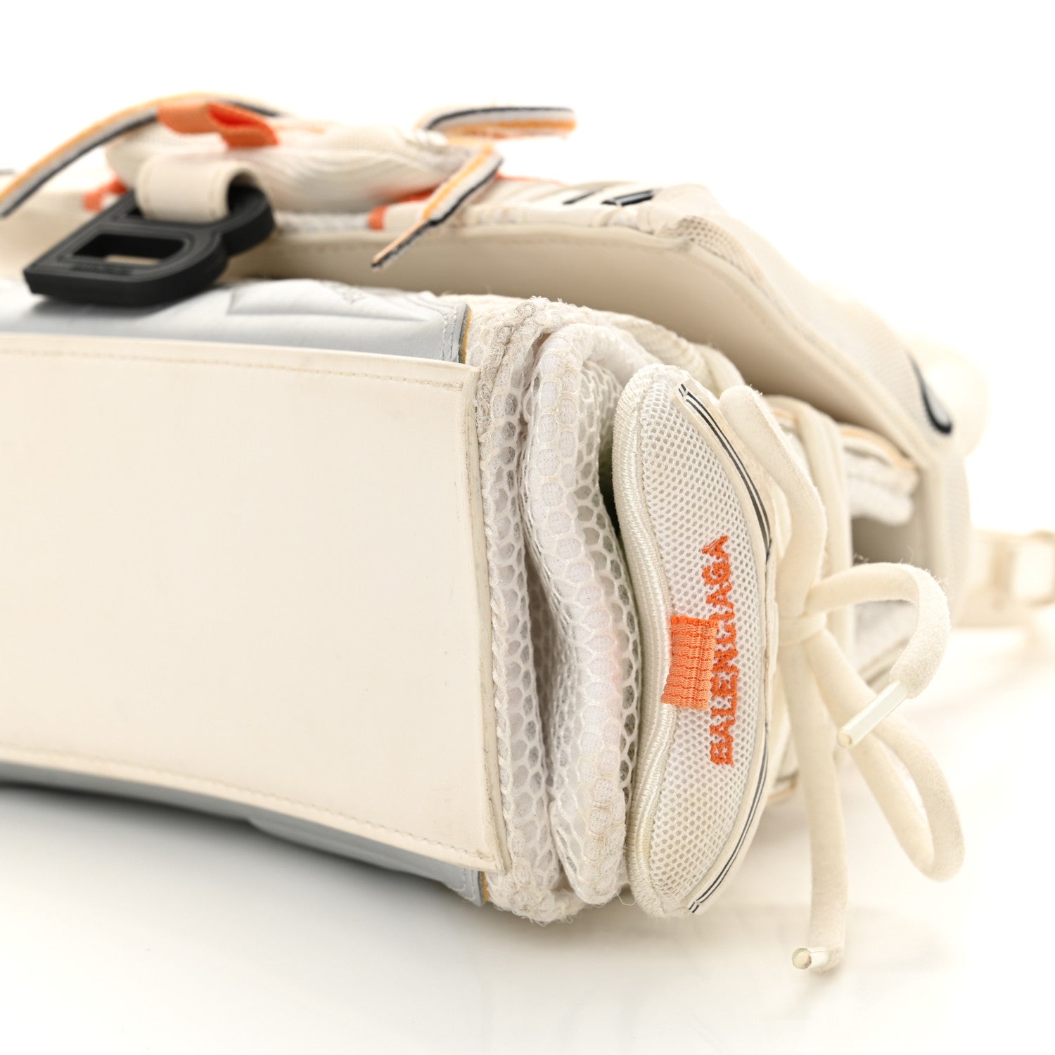Balenciaga Faux Calfskin Fabric Glow In The Dark Small Sneakerhead Top Handle Bag White Orange 10 of 15
