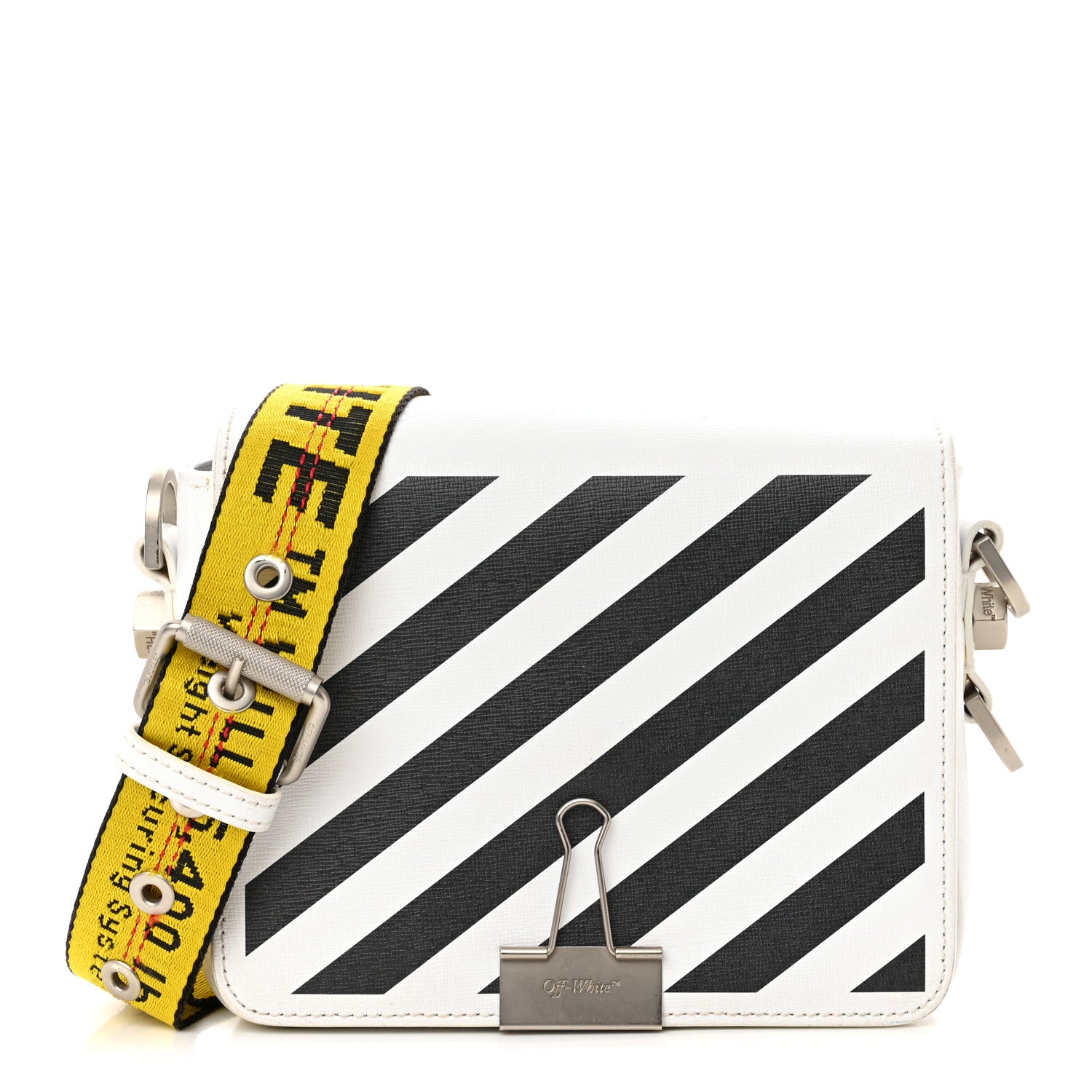 Off-White Calfskin Diag Striped Belt Bag Crossbody White Black 1 of 18