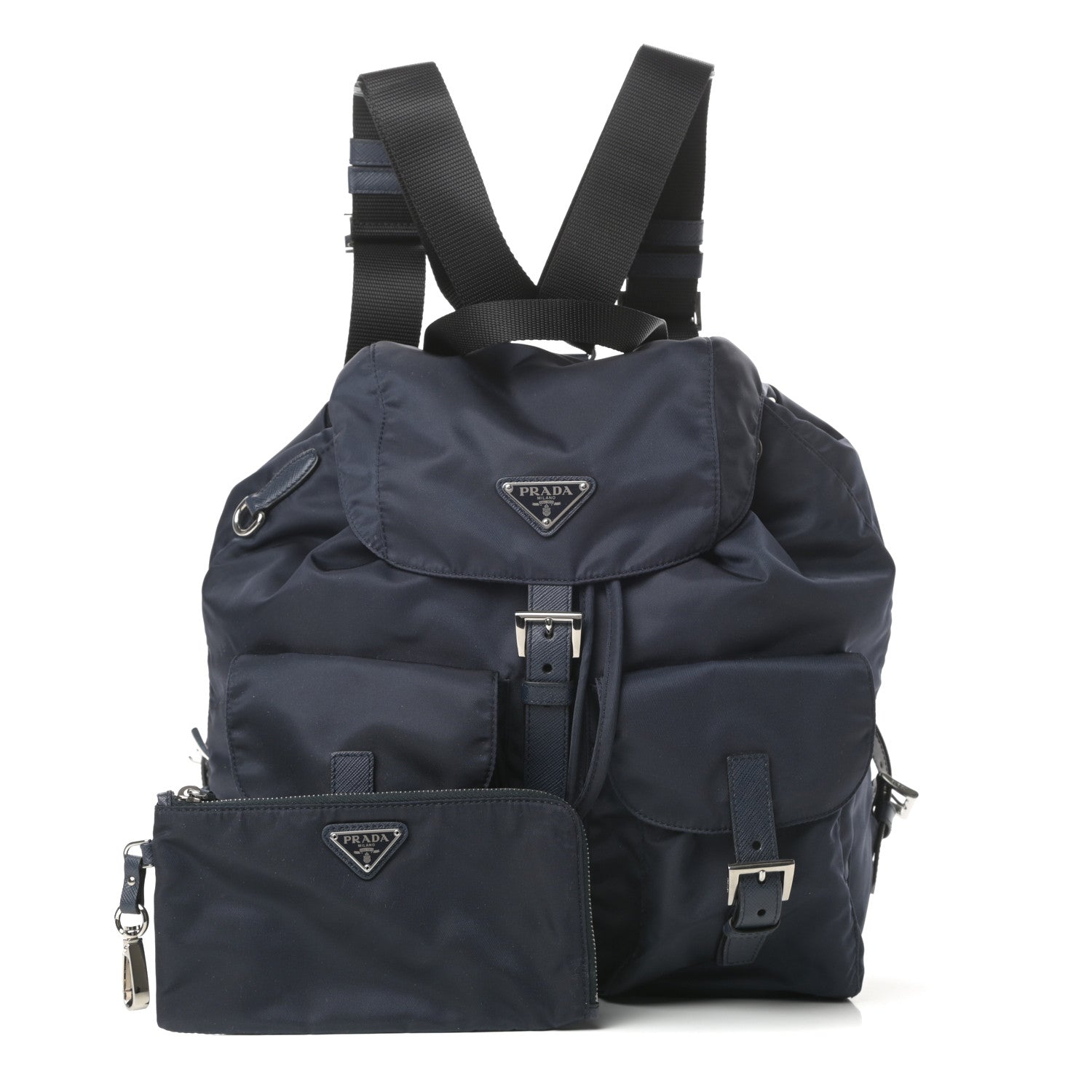 Prada Tessuto Nylon Medium Backpack Blue Black 1 of 12