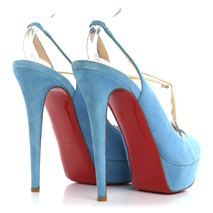 Christian Louboutin Veau Velours Spritney 100 Peep Toe Pump 41 Blue 5 of 9