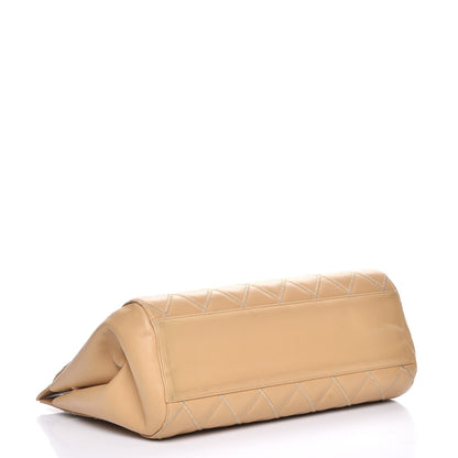 Chanel Lambskin Double Stitch Quilted Tote Beige 5 of 13