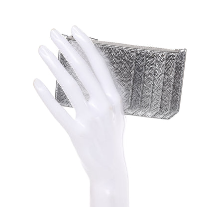Saint Laurent Grained Calfskin 5 Fragments Zip Pouch Card Holder Silver 2 of 8