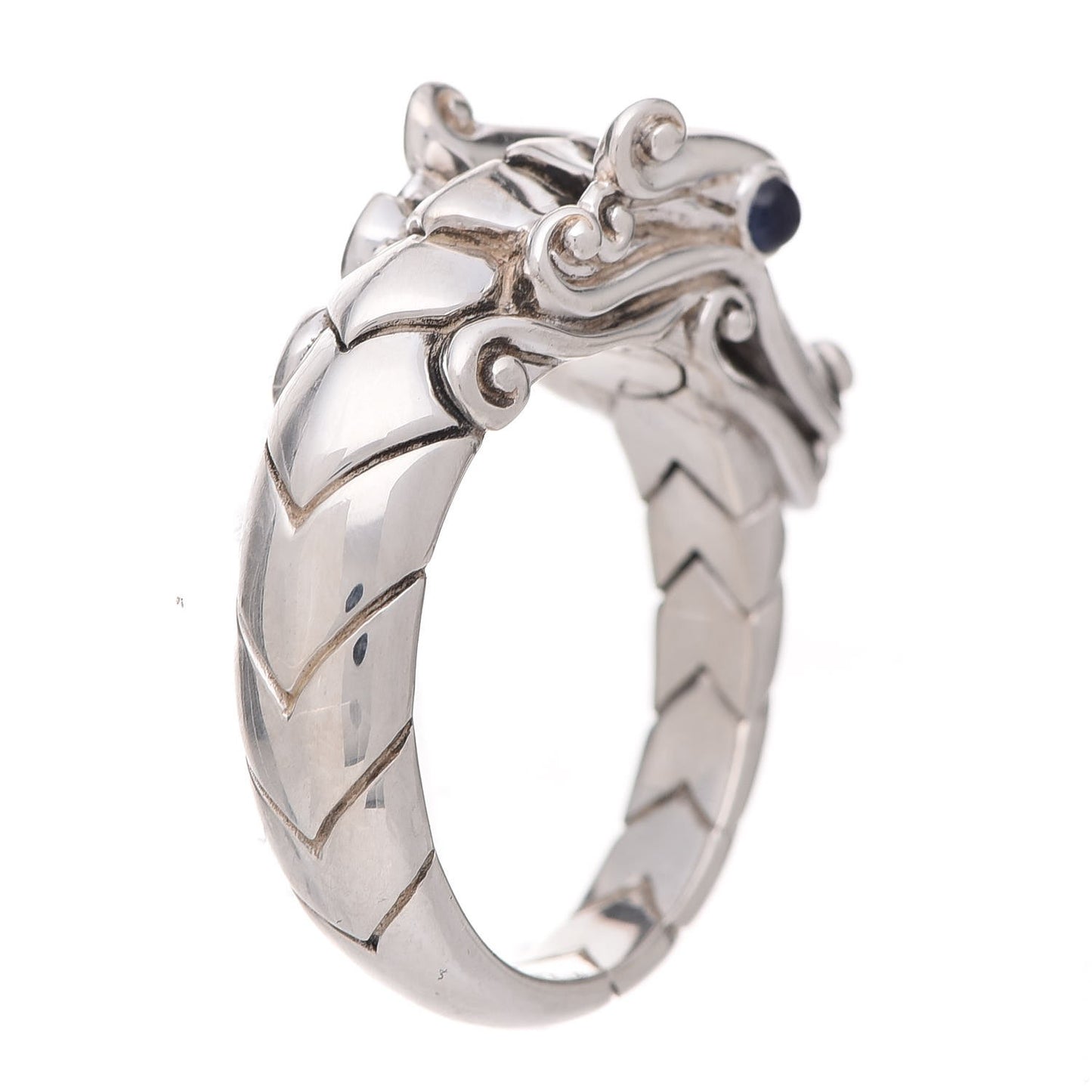 Sterling Silver Sapphire Naga Dragon Head Ring 60 9