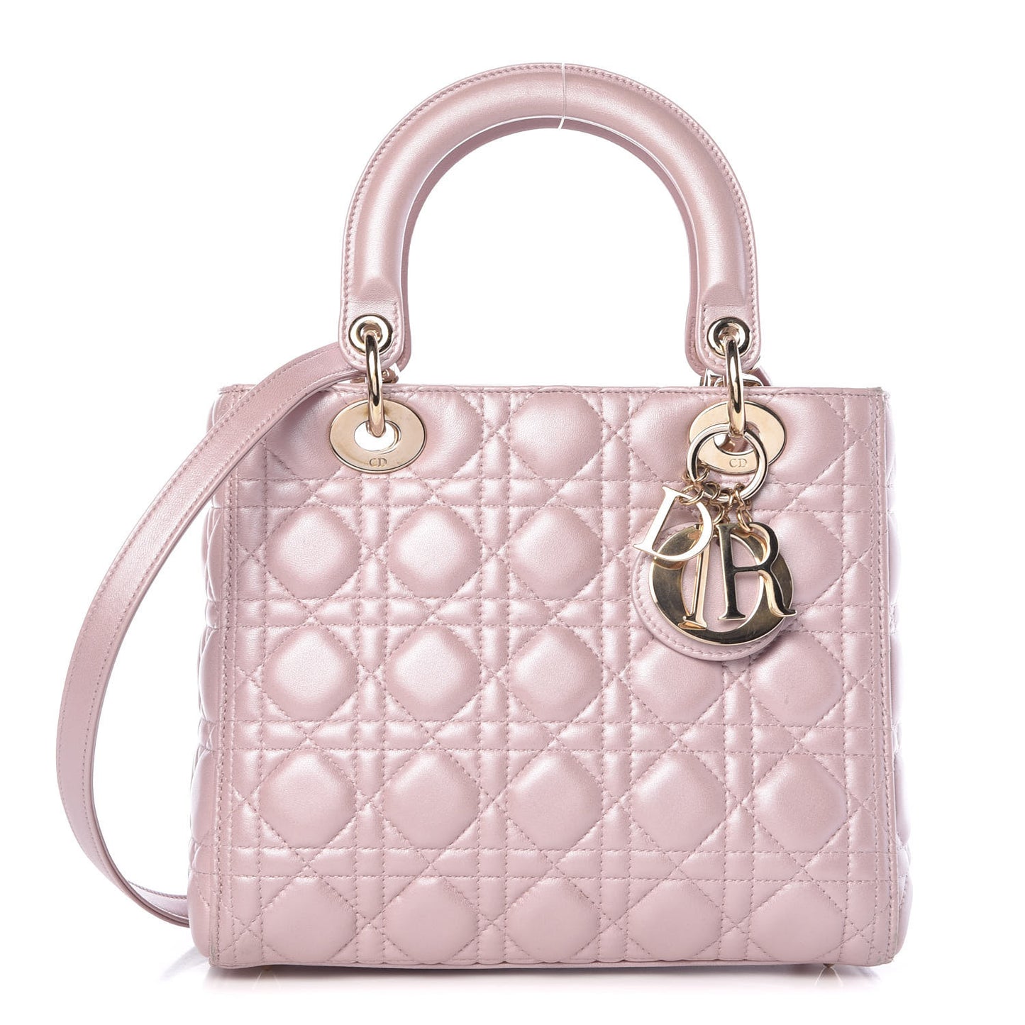 Pearly Lambskin Cannage Medium Lady Dior Lotus
