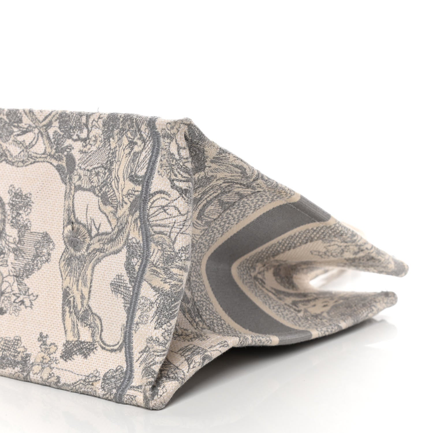 Christian Dior Canvas Embroidered Medium Dioriviera Toile De Jouy Book Tote Gray 10 of 23