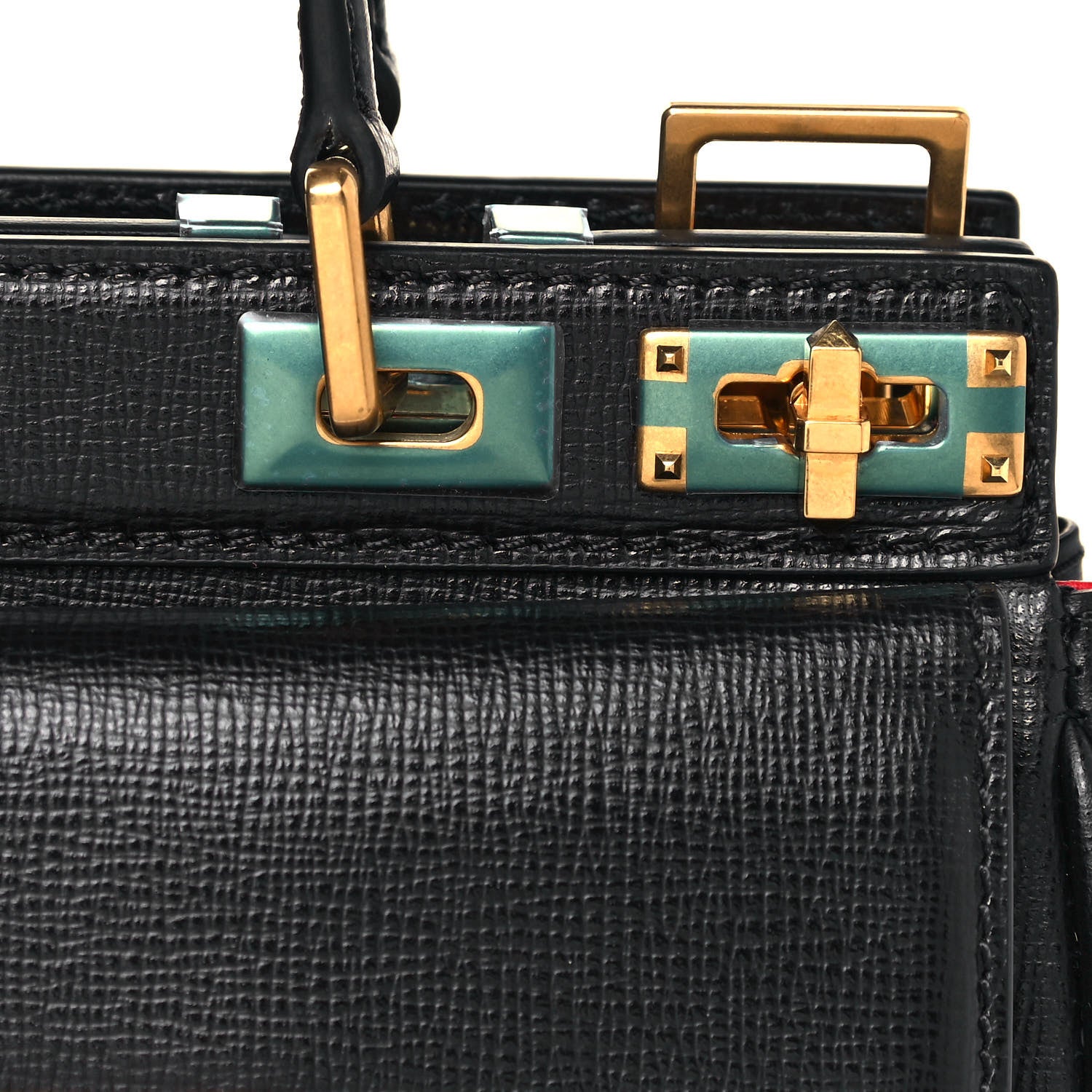 Valentino Garavani Grainy Calfskin Mini Rockstud Alcove Top-Handle Bag Black 11 of 12
