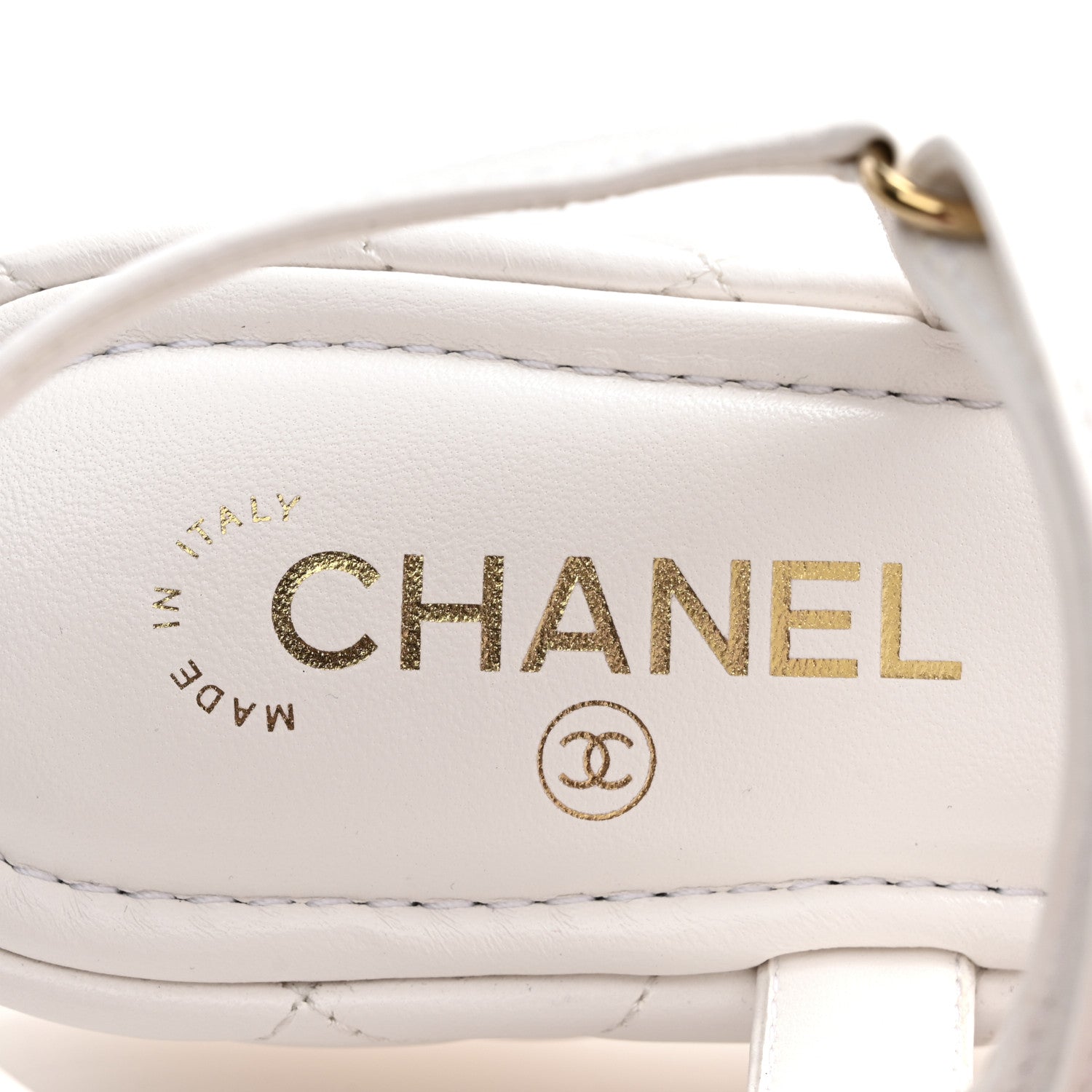 Chanel Lambskin Quilted Chain CC Platform Sandals 37.5 White 8 of 11