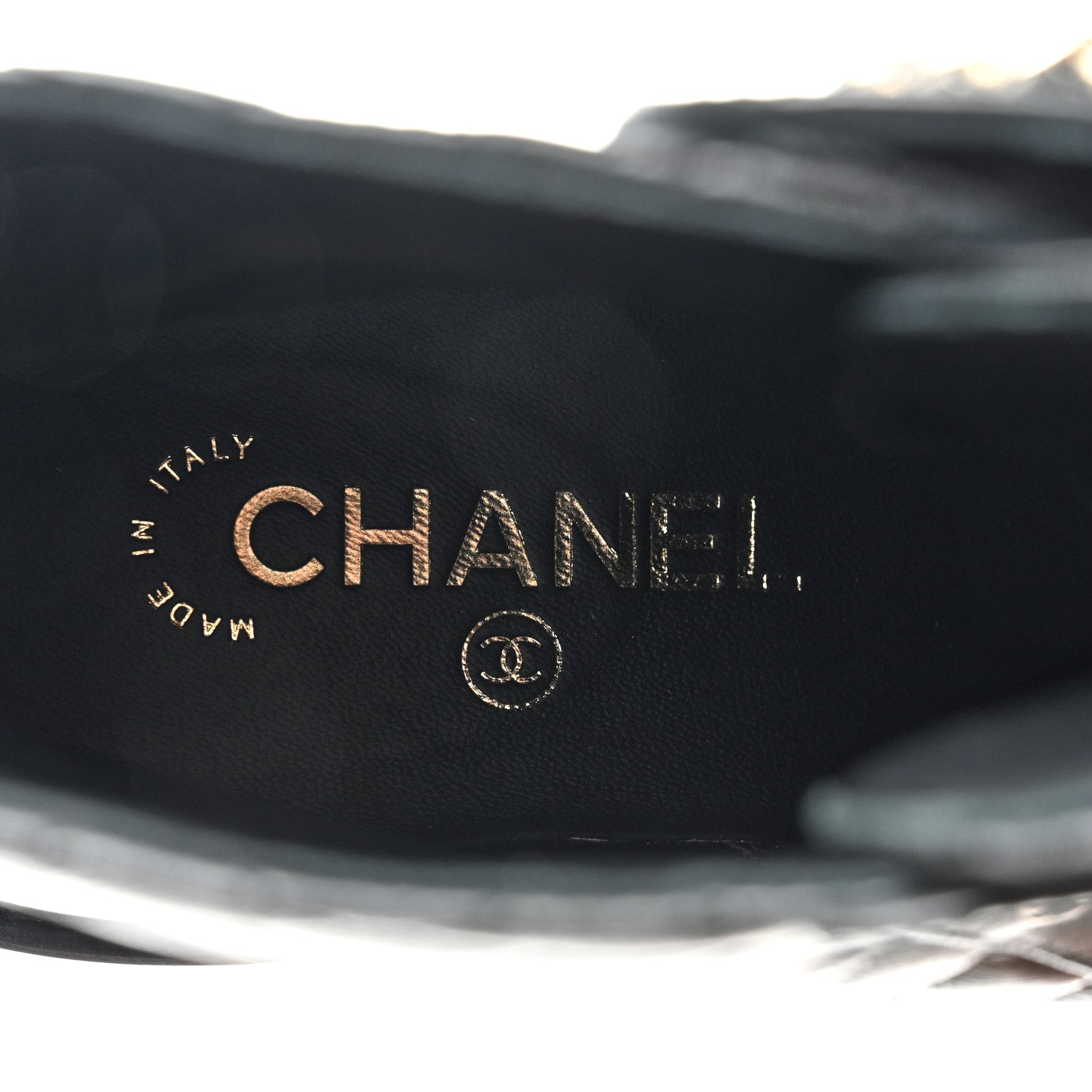 Chanel Shiny Calfskin Quilted Lace Up Combat Boots 36.5 Black 7 of 9