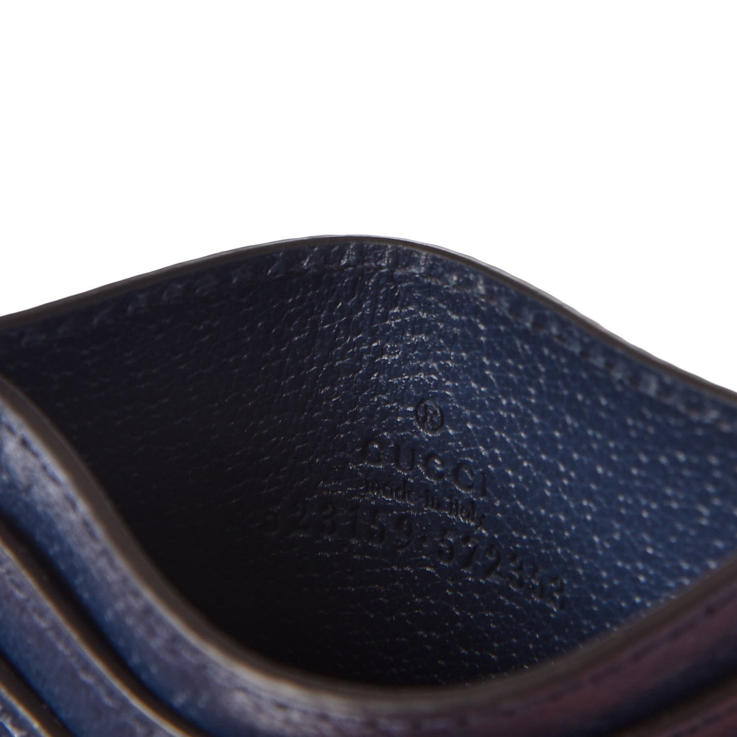Textured Calfskin Ophidia Card Holder Blue Agata