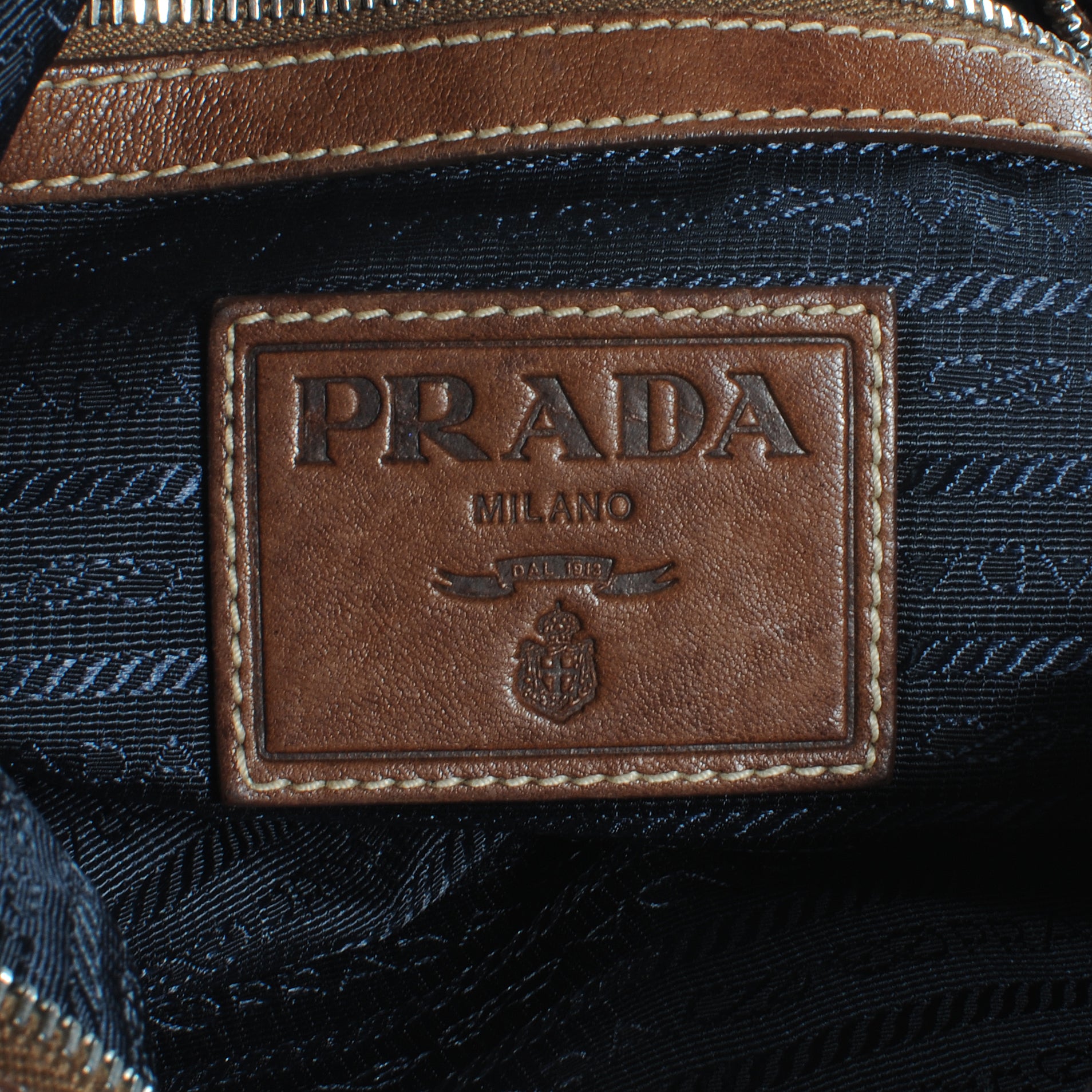 Prada Washed Denim Logo Hobo 5 of 8
