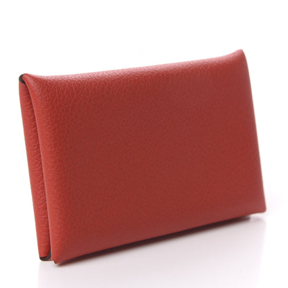 Hermes Evercolor Calvi Card Case Vermillion 3 of 8