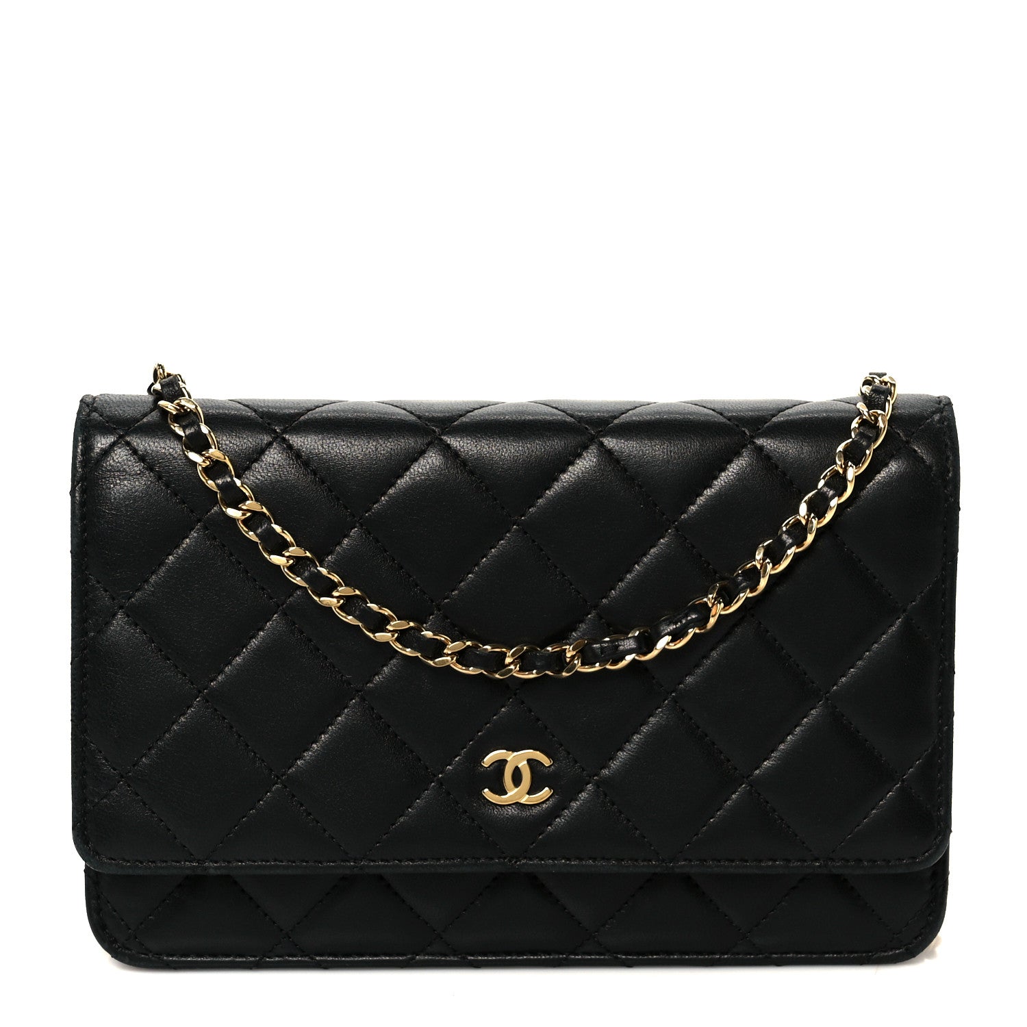 Chanel Lambskin Quilted Wallet On Chain WOC Black 1 of 11
