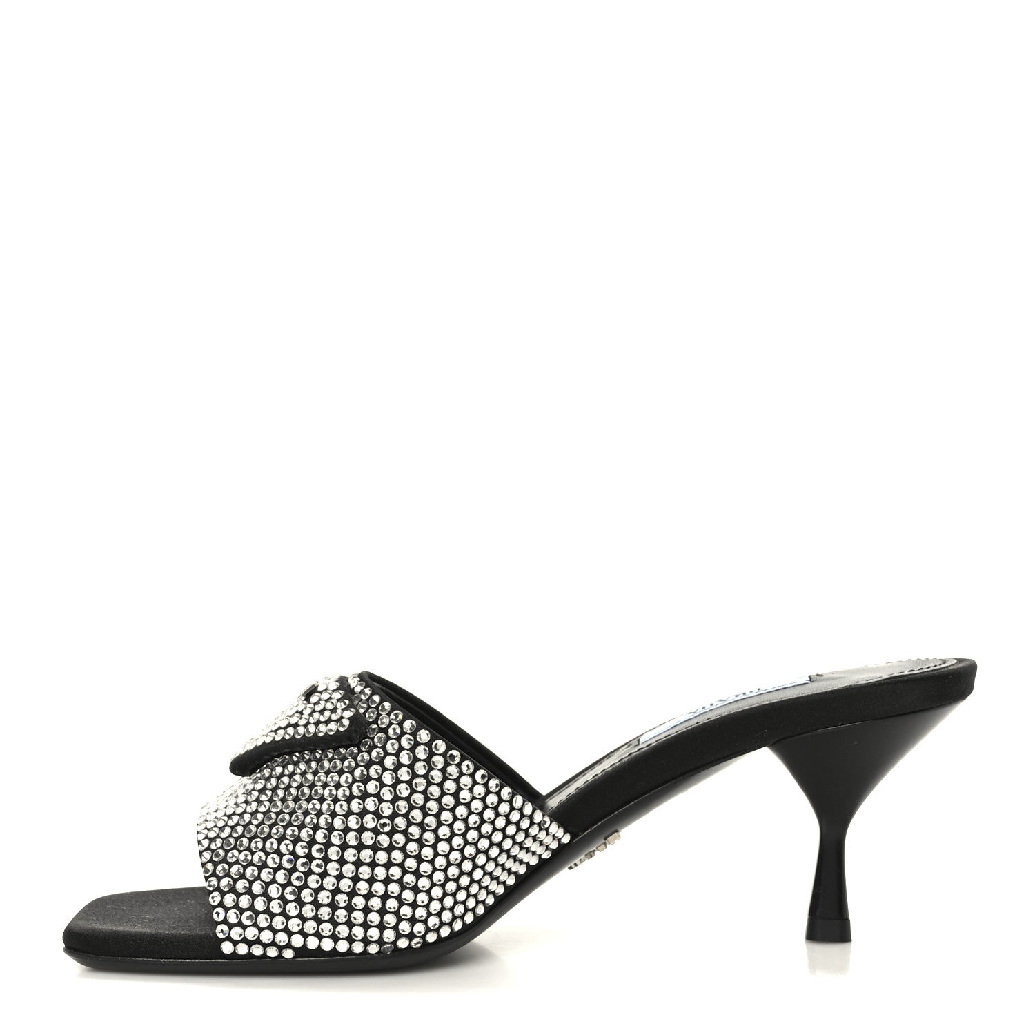 Prada Satin Crystal Logo 65mm Slide Sandals 36 Cristal 1 of 9