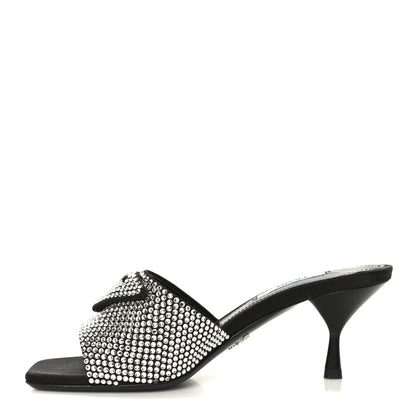 Prada Satin Crystal Logo 65mm Slide Sandals 36 Cristal 1 of 9