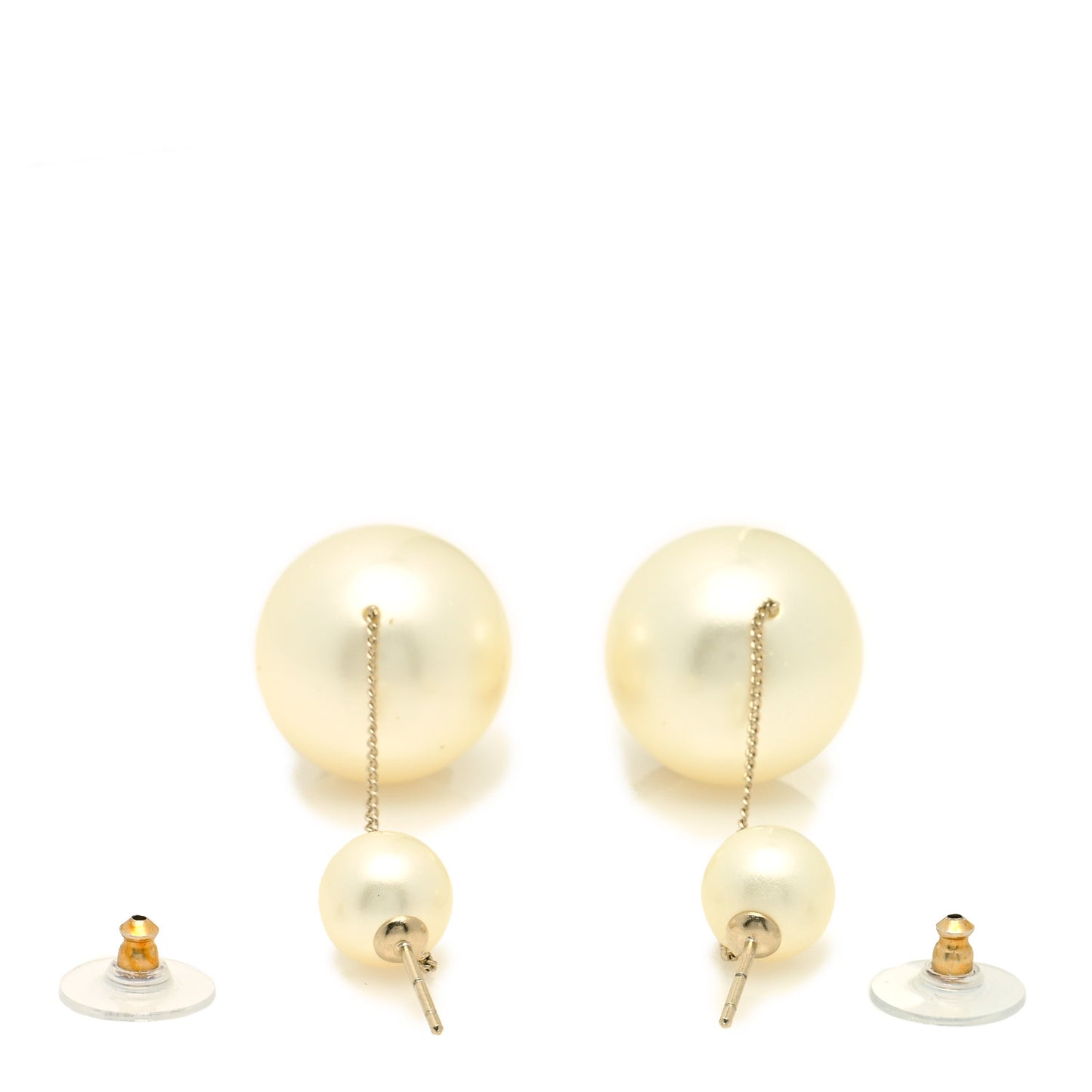 Pearl CC Chain Drop Earrings Gold