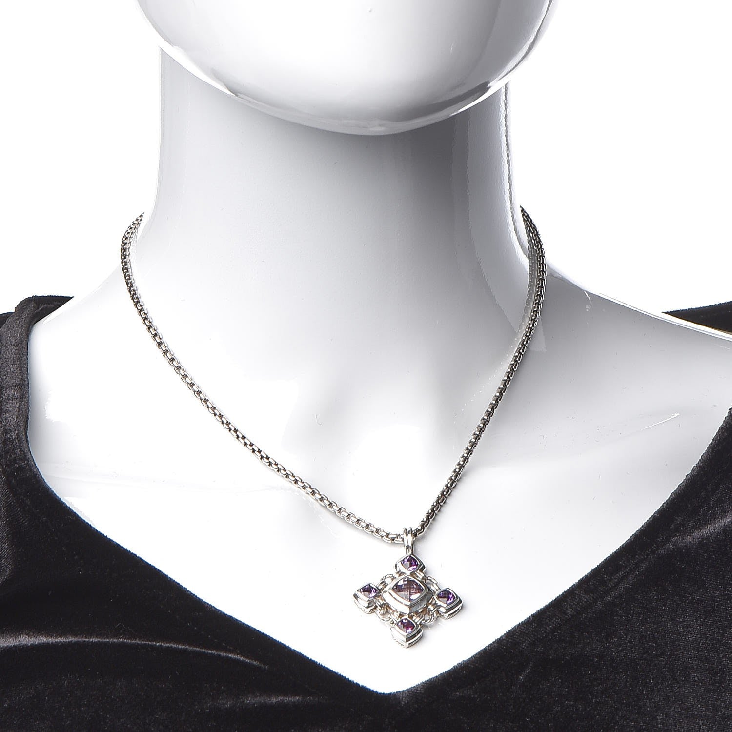 David Yurman Sterling Silver Amethyst Renaissance Necklace 2 of 6