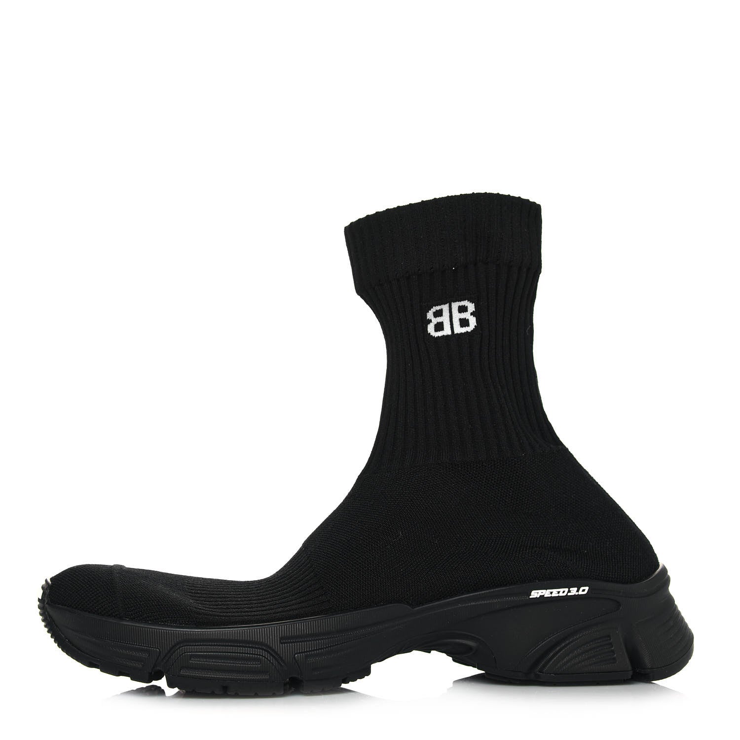Balenciaga Technical Ribbed 3D Recycled Knit Womens Speed 3.0 Sneakers 40 Monocolor Black 1 of 7