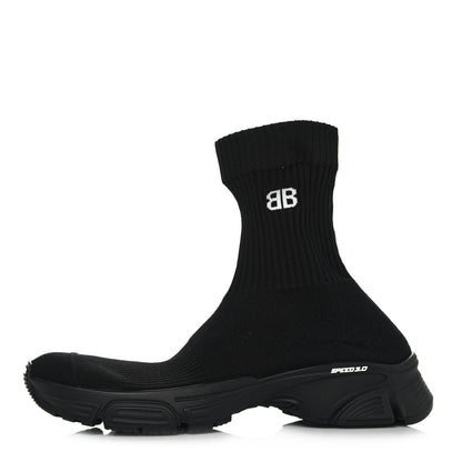 Balenciaga Technical Ribbed 3D Recycled Knit Womens Speed 3.0 Sneakers 40 Monocolor Black 1 of 7
