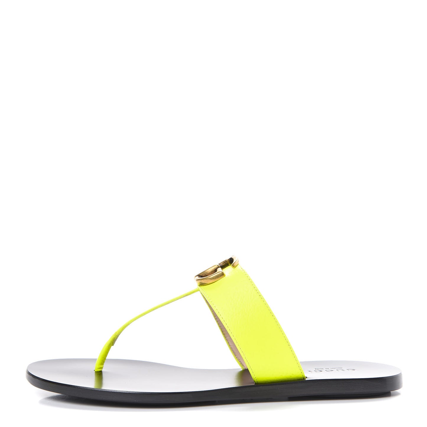 Calfskin GG Marmont Thong Sandals 35.5 Yellow Fluo