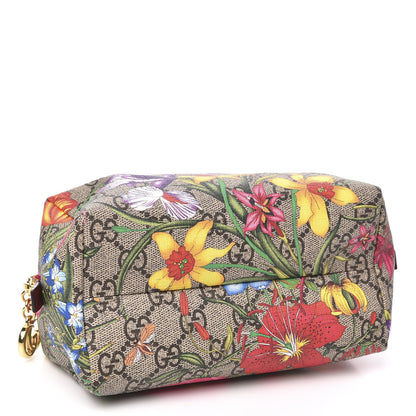 Gucci Soft GG Supreme Monogram Flora Calfskin Medium Ophidia Cosmetic Case Beige Ebony Multicolor Rosso 4 of 7