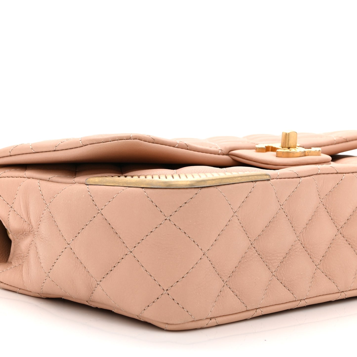 Calfskin Quilted Rock The Corner Flap Beige