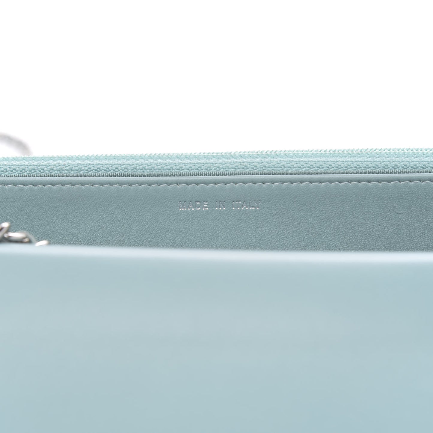 Lambskin Quilted Trendy CC Wallet On Chain WOC Light Blue