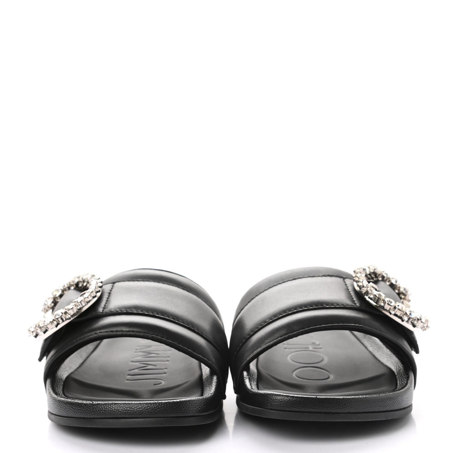 Crystal Nappa Fallon Slide Sandals 37 Black