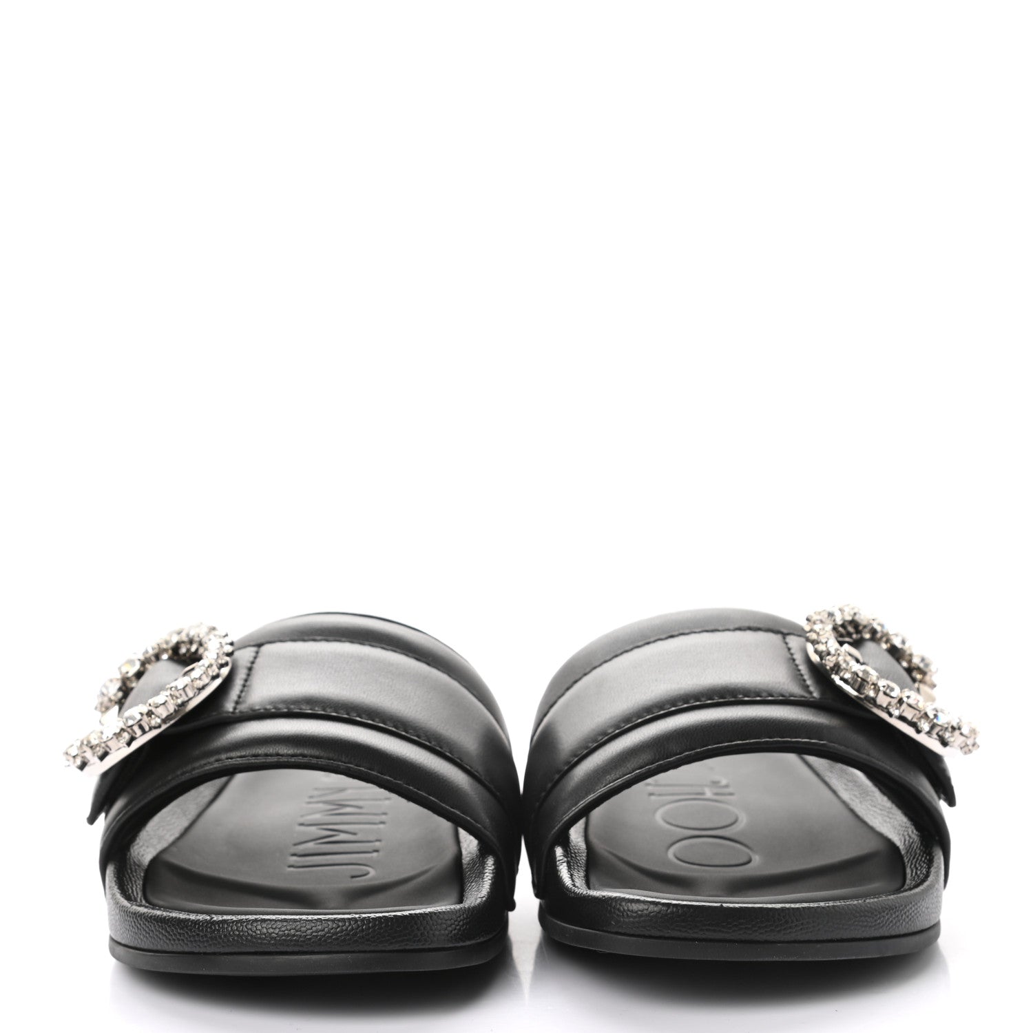 Jimmy Choo Crystal Nappa Fallon Slide Sandals 37 Black 2 of 8