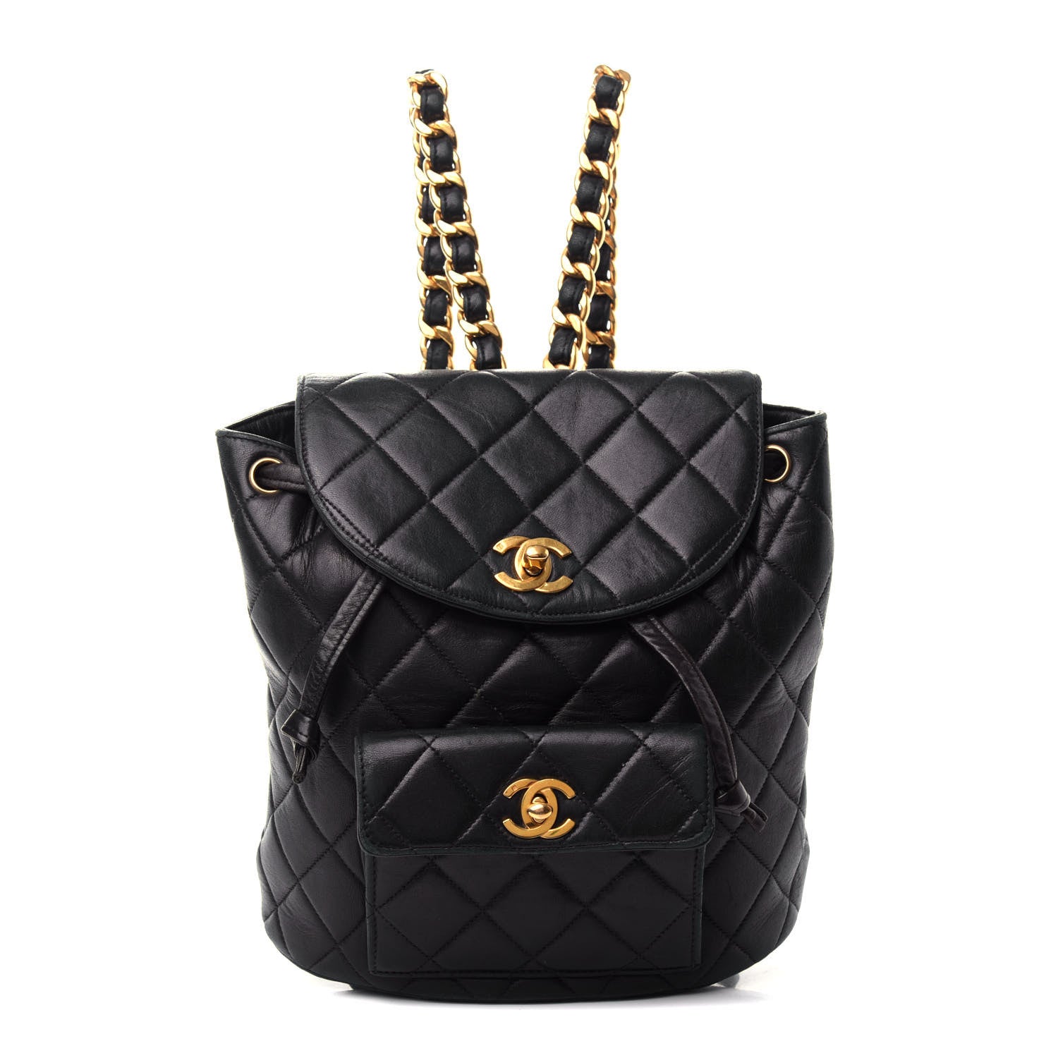 Chanel Lambskin Quilted Drawstring Backpack Black 1 of 13