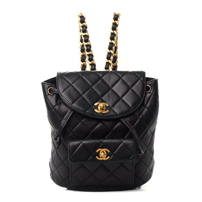 Chanel Lambskin Quilted Drawstring Backpack Black 1 of 13