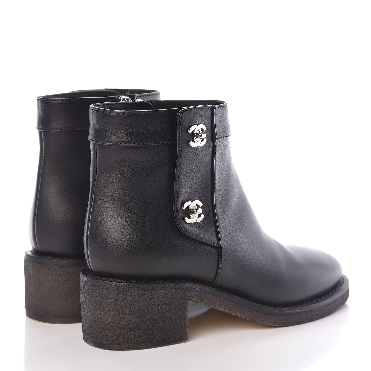 Chanel Calfskin CC Turnlock Ankle Boots 36.5 Black 4 of 10