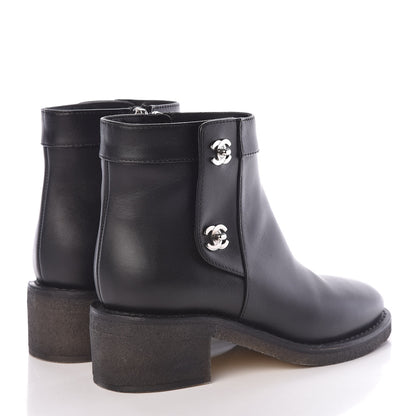 Chanel Calfskin CC Turnlock Ankle Boots 36.5 Black 4 of 10