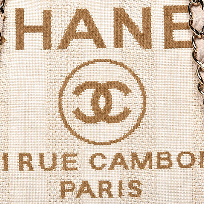 Chanel Mixed Fibers Striped Medium Deauville Tote Beige 8 of 10