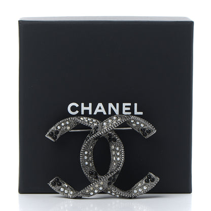 Chanel Ruthenium Pearl Crystal CC Brooch Black 5 of 5