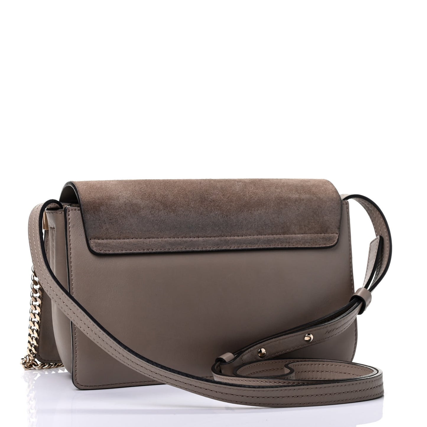 Suede Calfskin Small Faye Shoulder Bag Motty Grey