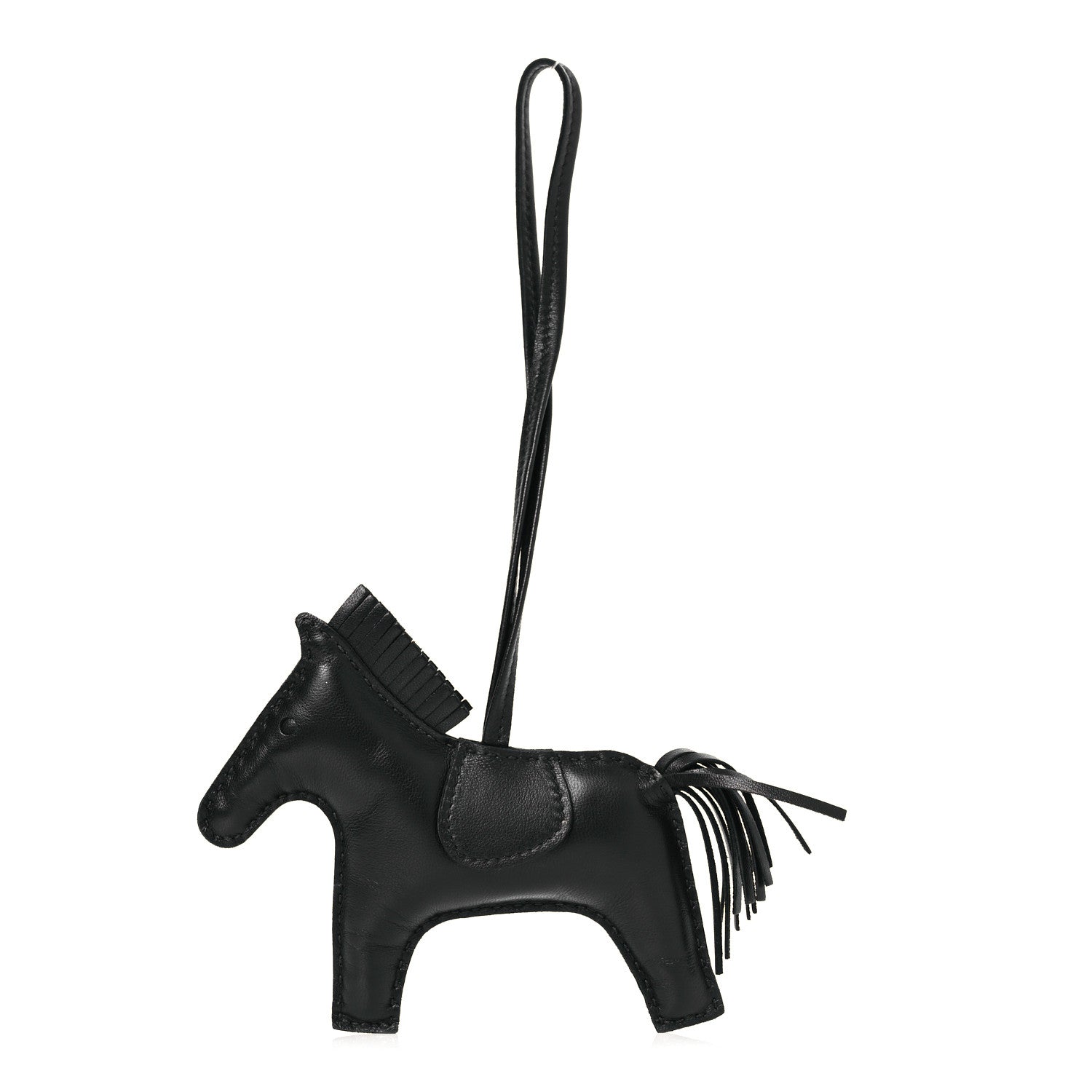 Hermes Milo Lambskin Grigri Rodeo Horse Bag Charm MM So Black 1 of 4